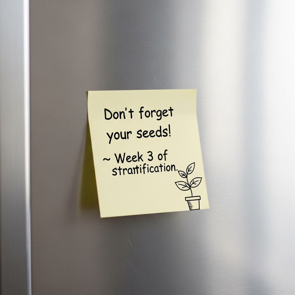Cold Stratification Explained: A Beginner’s Guide to Better Seed Germination 8 Reminder Sticky Note