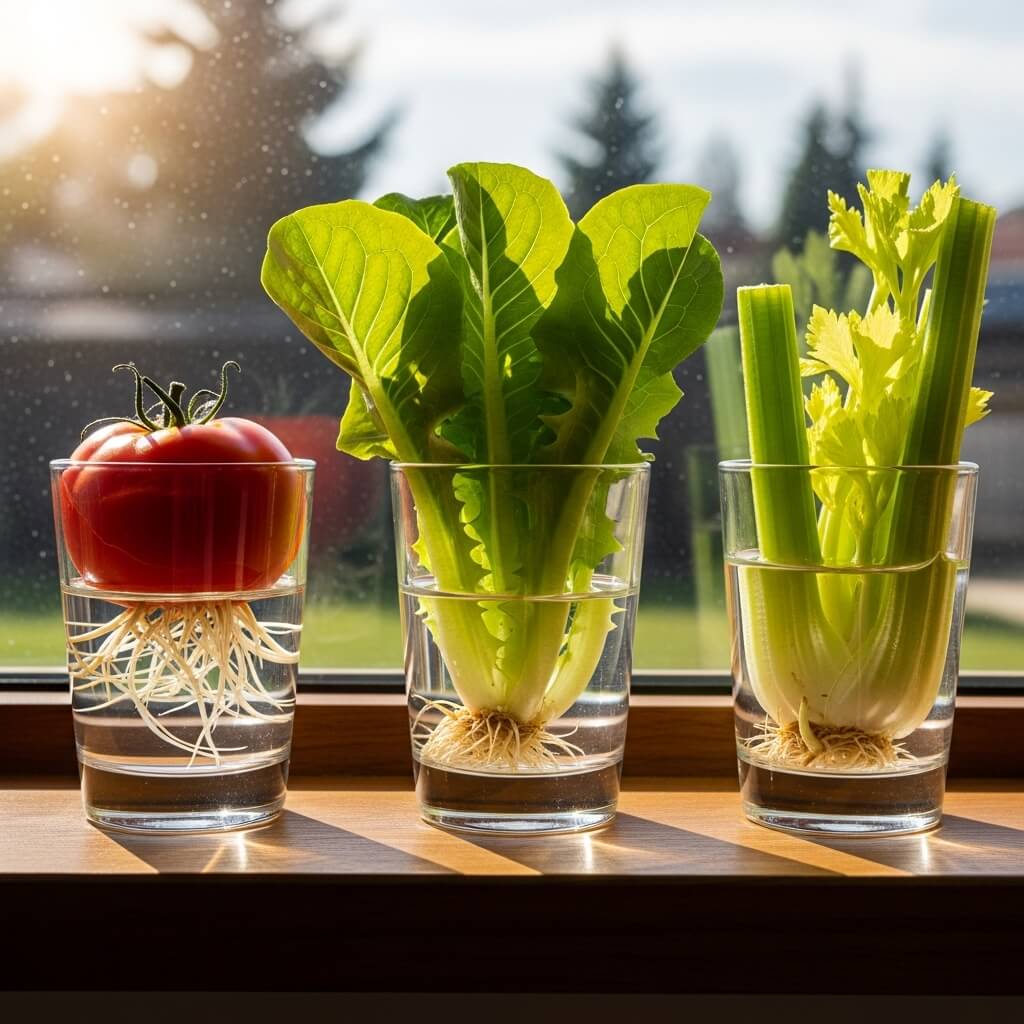How to Clone Vegetables from Kitchen Scraps — No Seeds Needed 4 Step-by-Step Cloning in Water